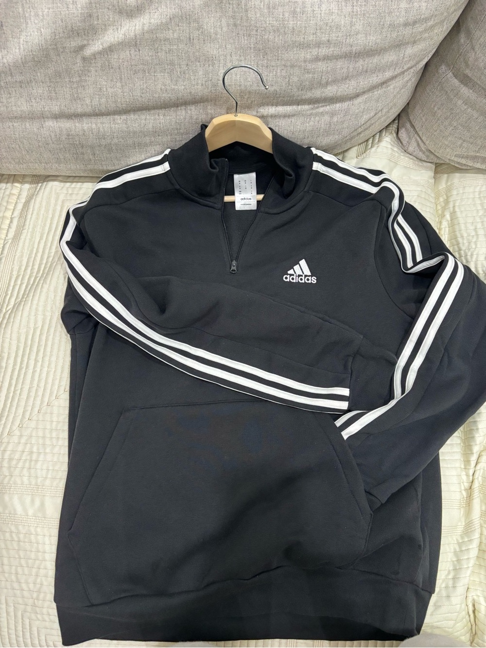 adidas Black Pullover with White Signature Stripes - Picture 4 of 4